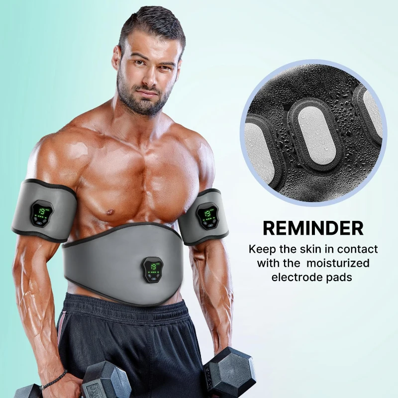 NEWPINE Powered Muscle Stimulator Fitness Belt — Grey