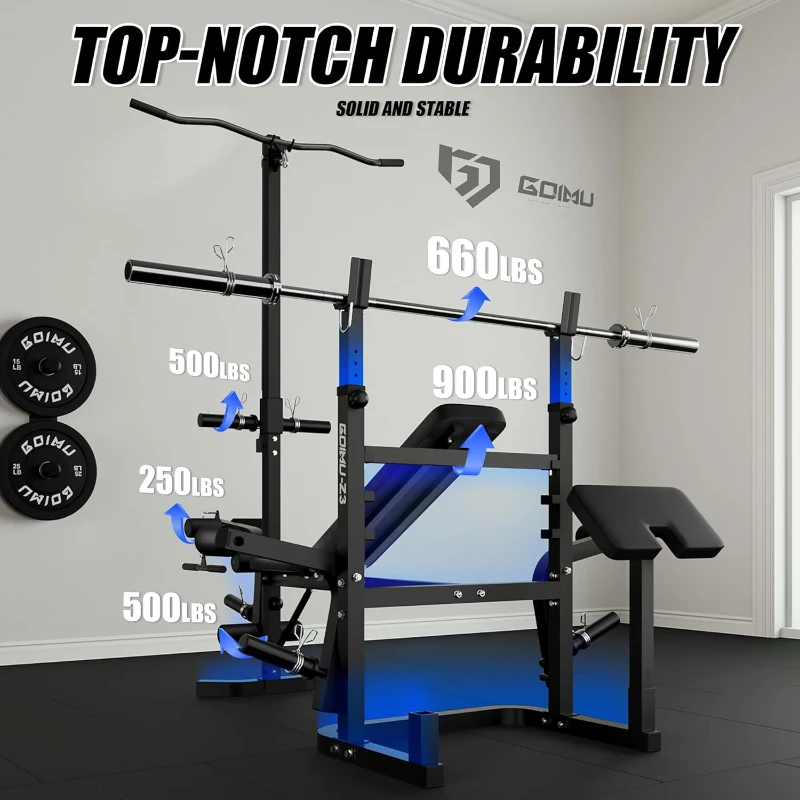 Z3 Olympic Weight Bench 900 lb — Multi-Function 9-in-1 Training Rig with Leg Extension, Preacher Curl & LAT Pulldown for Home Strength Training