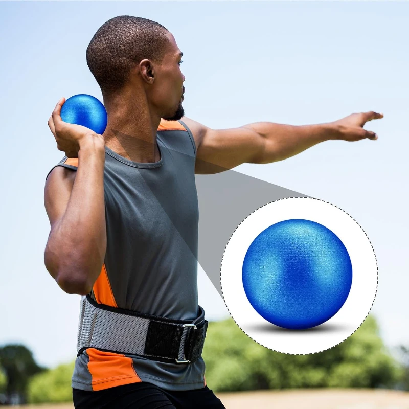 2-Piece Cast Iron Shot Put Set – 6 lb (2.7 kg) Blue Painted Outdoor Shotput Balls, ~3.7 in Diameter for School Training and Practice