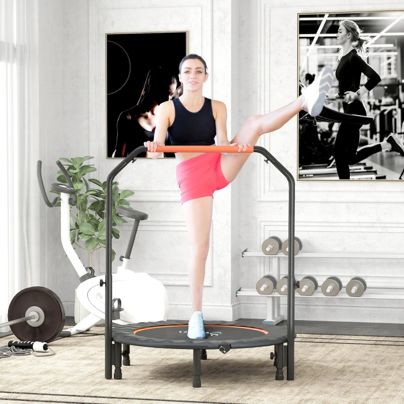 Soozier 45" Foldable Mini Fitness Trampoline, with Adjustable Foam Handle, Orange