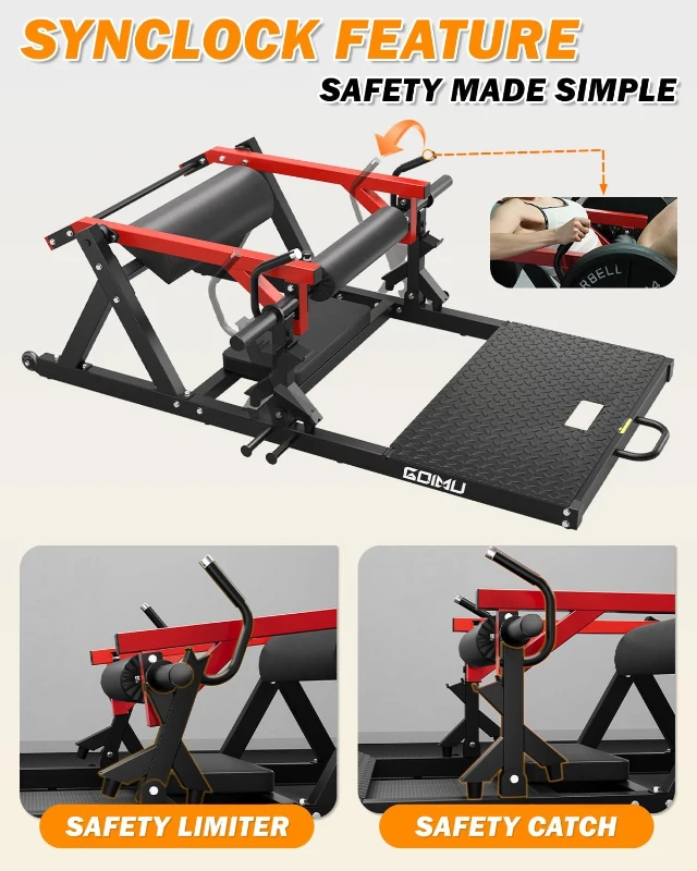 GOIMU HT01 Heavy-Duty Hip Thrust Machine — Plate-Loaded Glute Bridge with Band Pegs & Weight Holder, 800 lb Capacity