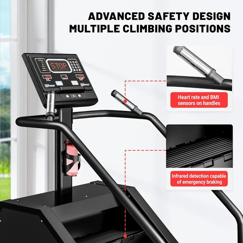 Jelens Commercial-Style Stair Stepper with LED Screen, 550 lb Capacity, 15 Resistance Levels (24–164 Steps/Min) Home Climbing Machine
