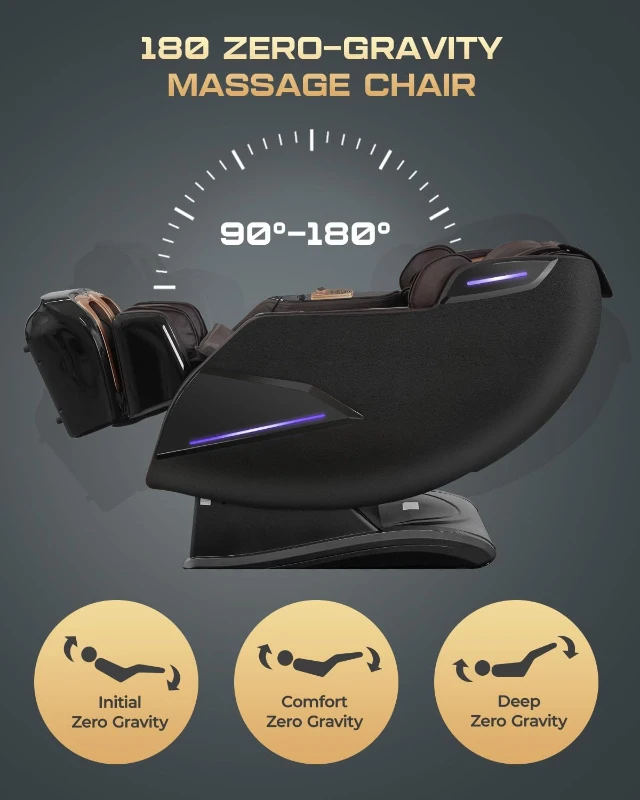 4D SL-Track Full-Body Shiatsu Massage Chair Recliner with Zero Gravity, Core Heating, 20 Techniques, 10 Modes, Deep Yoga Stretch, Foot Rollers, AI Voice, Touchscreen & Wireless Charging