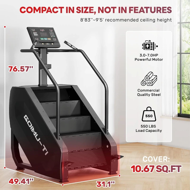 T1 Commercial-Grade Stair Climber Stepper Machine with 15 Resistance Levels, LED Screen and 550 LBS Capacity