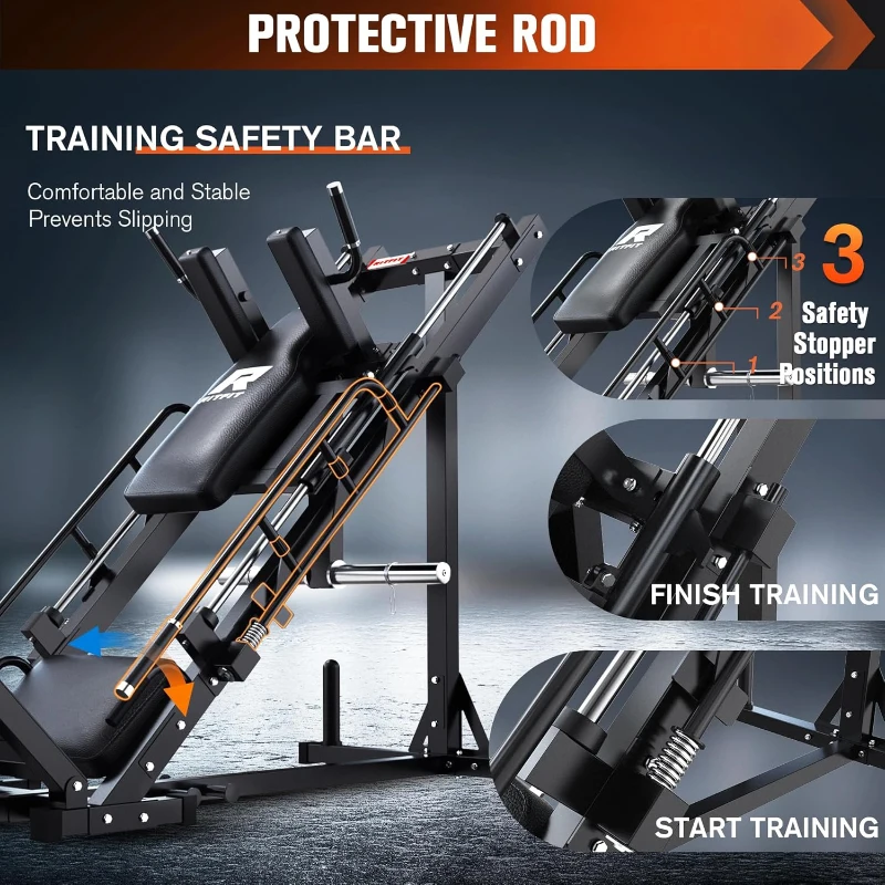 RitFit Adjustable Leg Press & Hack Squat Trainer with Included Weight Plates — Linear Bearing Home Gym Equipment for Total Lower-Body Development with Weight Storage