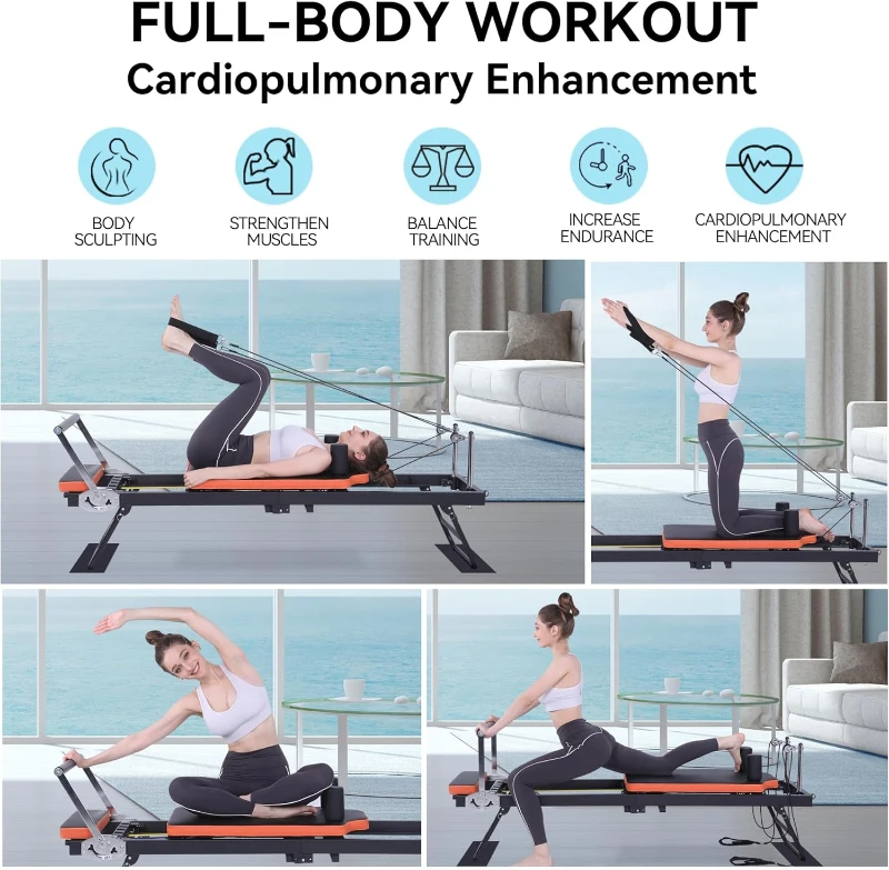 Pilates Reformer by Dpiolrcag - Foldable Home & Gym Machine, Supports Up to 250 lbs