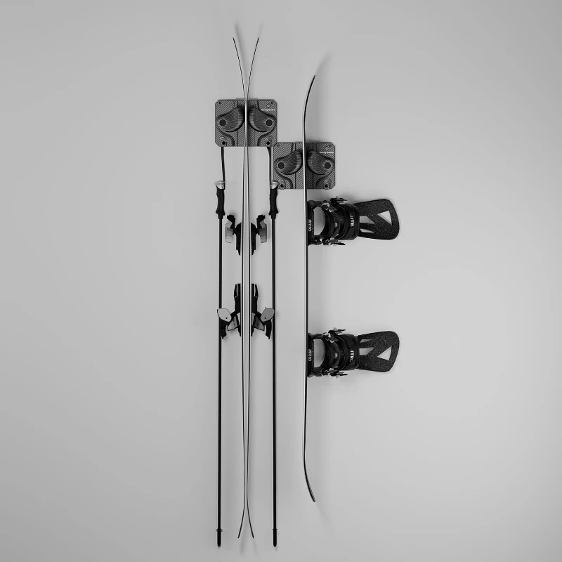 Gravity Grabber Ski & Snowboard Wall Rack - Secure Non-Slip Indoor Organizer, Fits Any Ski or Board, Garage Storage System, Includes 2-Pack