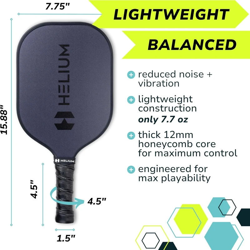 Helium Phantom Pickleball Paddle 4-Pack — USAPA Certified, Graphite-Fiberglass Face, Lightweight Honeycomb Core