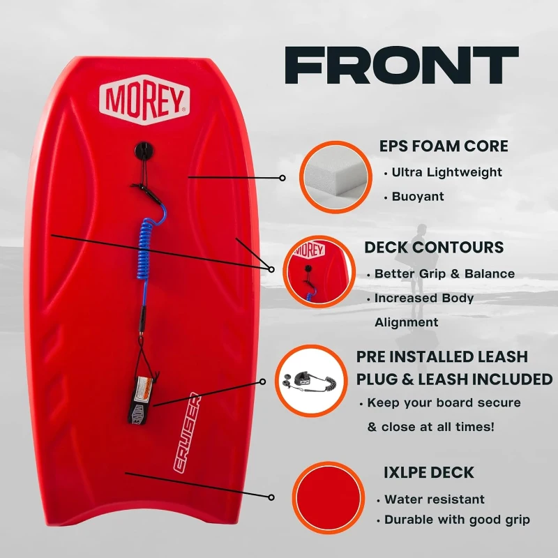 MOREY Cruiser 42.5"" Original Bodyboard (2025 Model) – HDPE Slick Bottom, IXLPE Deck