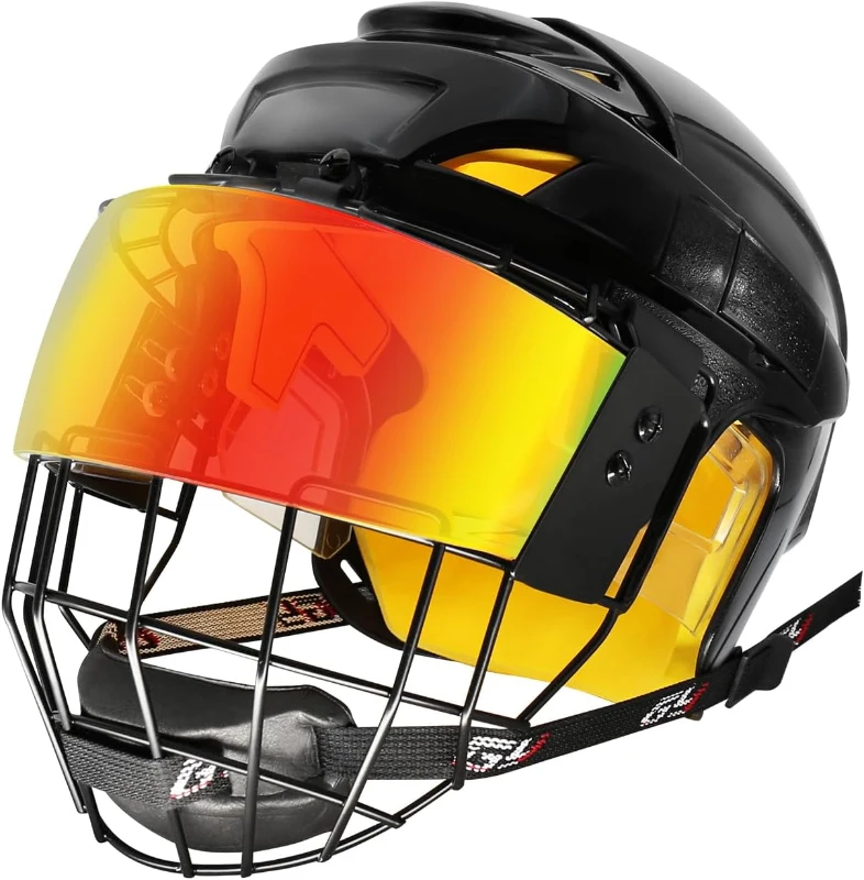 GY Hockey Full-Face Shield & Cage Combo - A3 Steel Wire Cage with Polycarbonate Visor and Floating Chin Cup