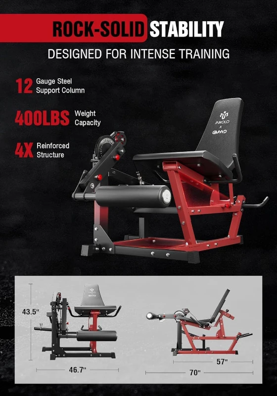 Mikolo Adjustable Leg Extension & Curl Machine with Cable System — Seated and Lying Options for Home Gym