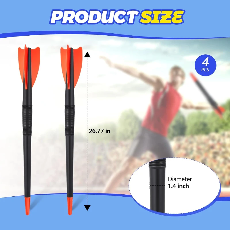 Wettarn 4-Pack 300 g Youth Training Javelins – Soft Plastic with Elastomer Tip, Disassemblable 68 cm Practice Throws