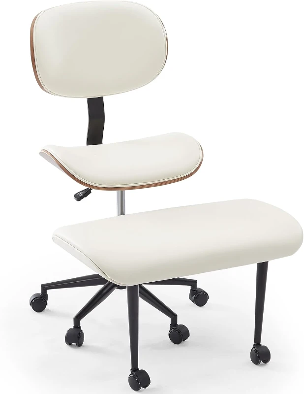 Bestier Contemporary Bentwood Meditation Chair with Wider Back Support, 360° Swivel and Height Adjustment for Cross‑Legged Seating, Supports up to 300 lbs (White)