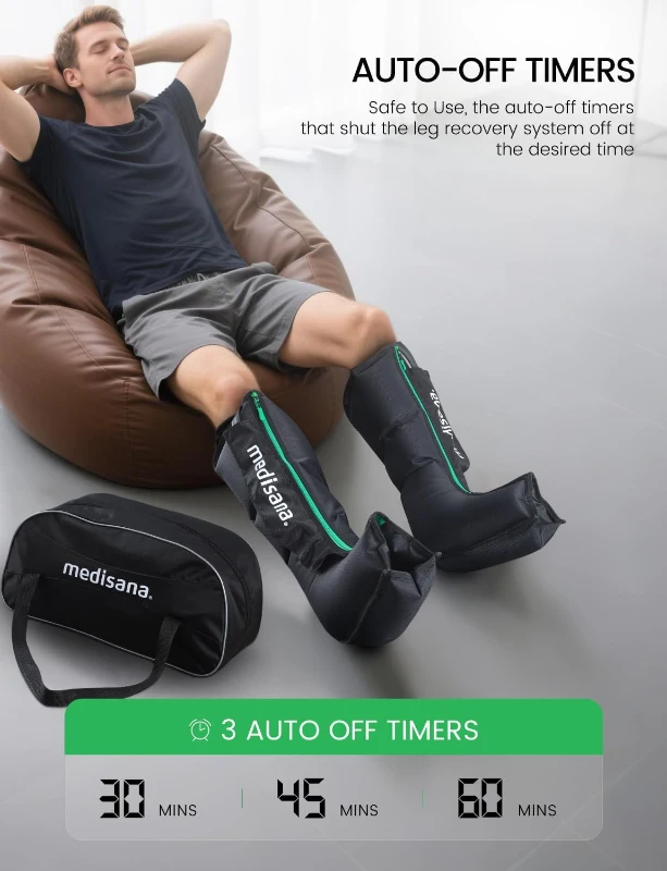 Medisana Leg & Calf Massager with Heat and Air Compression - Adjustable Circulation Therapy for Edema and Pain Relief (White)