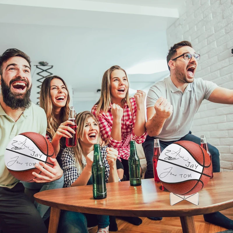 Liliful 2-Pack Official Size 7 Autograph Basketballs with 2 Stands, 2 Signature Pens and 1 Pump – Blank Panels for Trophies, Birthdays, Graduations