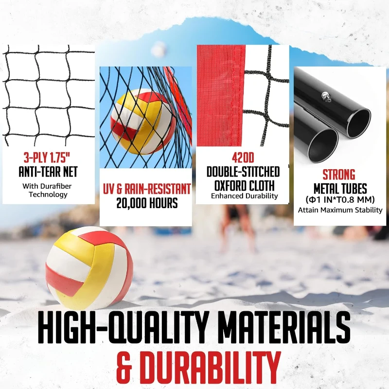 20ft Volleyball Training Net – Portable Freestanding Practice System, Height-Adjustable with Carry Bag for Backyard & Indoor Drills