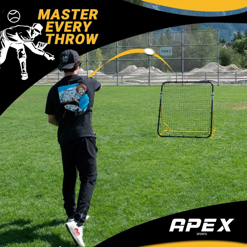 Apex Sports 4 x 4.5 Ft Multi-Sport Rebounder – Adjustable Angles, Durable Construction, Portable Trainer