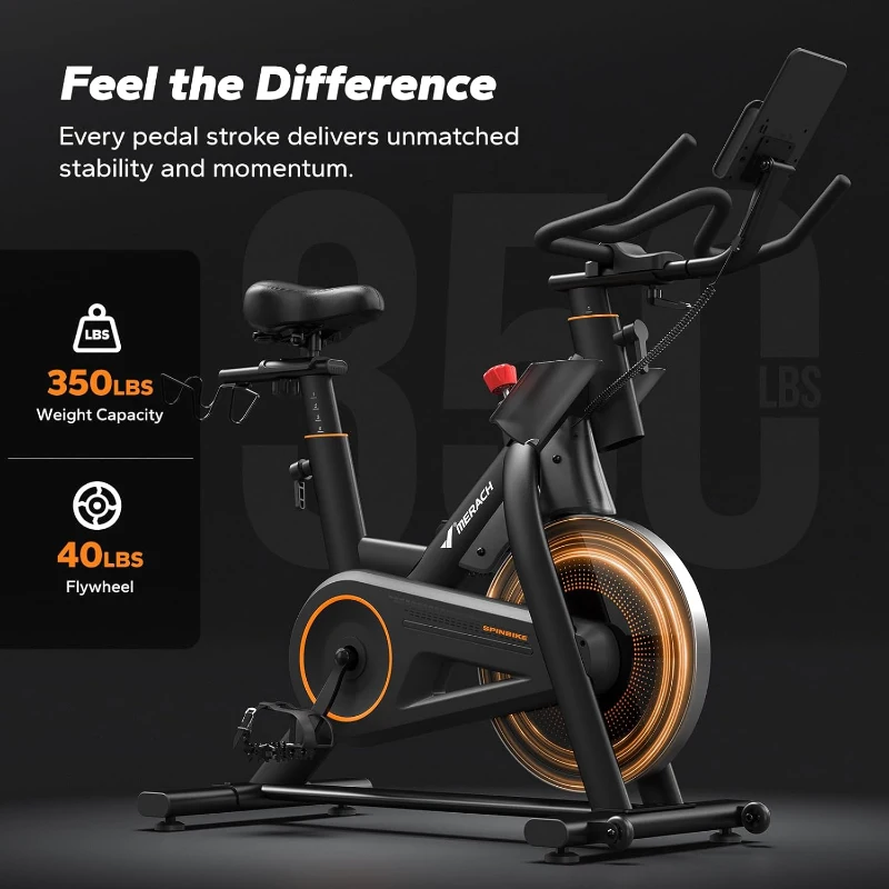 MERACH Magnetic Indoor Cycling Bike with 40 lb Flywheel, Proprietary App Compatibility, 350 lb Capacity for Home Gym