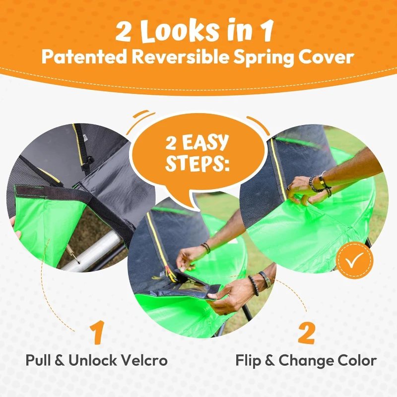 JUMPZYLLA Outdoor Trampoline with Safety Enclosure & Ladder — 8FT/10FT/12FT/14FT/15FT/16FT, ASTM-Certified Recreational Trampoline for Kids and Adults, Anti-Rust Coated Frame