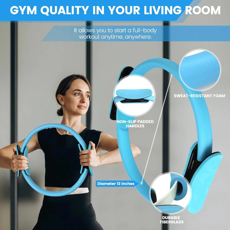 Home Pilates Essentials Kit for Women — 9"" Yoga Ball, Figure-8 Resistance Band, Pilates Ring & Accessories, Beginner-Friendly Set