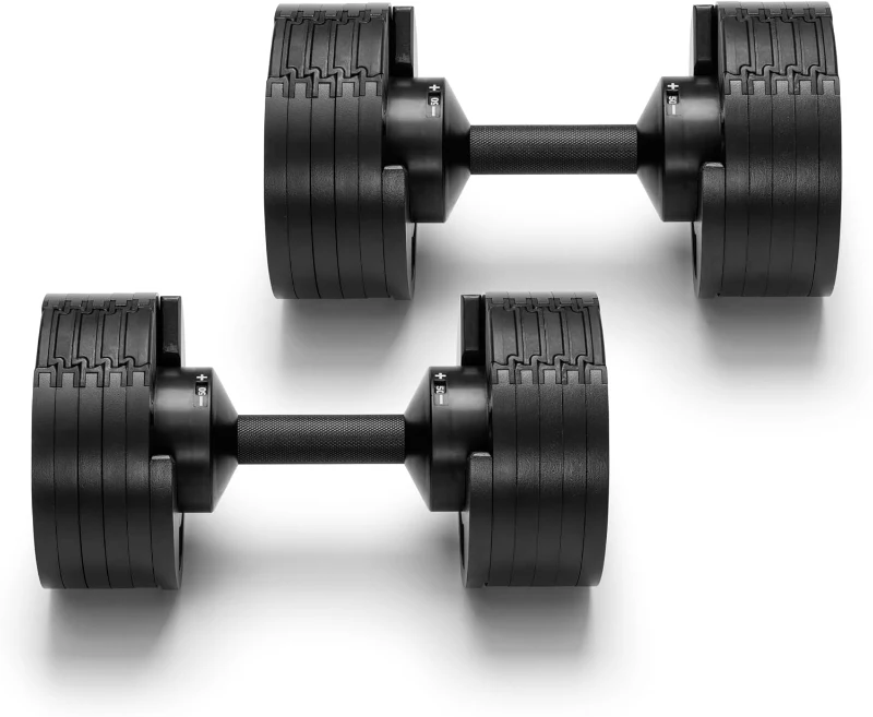 NÜOBELL® Easy-Twist Adjustable Dumbbell Pair — 5–50 lb or 5–80 lb Options, 2024-25 All-in-One Home Weight Set (Original Manufacturer)