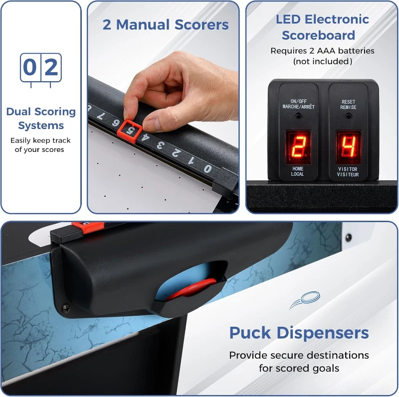 Goplus 56"" Foldable Air Hockey Table with 12V Motor, LED Digital Scoreboard, 2 Pucks & 2 Pushers – Home, Office, Game Room