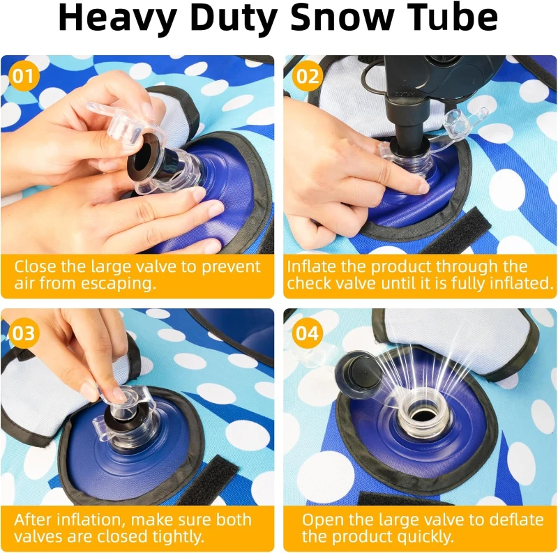 48"" Heavy-Duty Inflatable Snow Tube with Canvas Cover, Padded Handles, Thick Bottom & Tow Rope — Cold-Resistant Winter Sled (Includes Repair Patches)