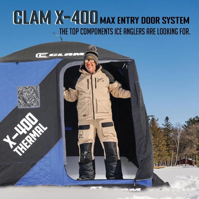 CLAM X Series Thermal Hub Shelter — Portable Angler Fishing Tent with Insulated Hub