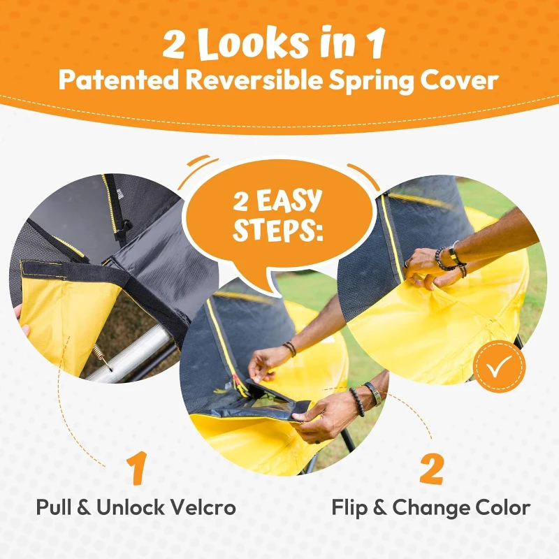 JUMPZYLLA Outdoor Trampoline with Enclosure & Ladder — 8/10/12/14/15/16 ft, ASTM-Certified Recreational Trampoline for Kids & Adults, Anti-Rust Frame