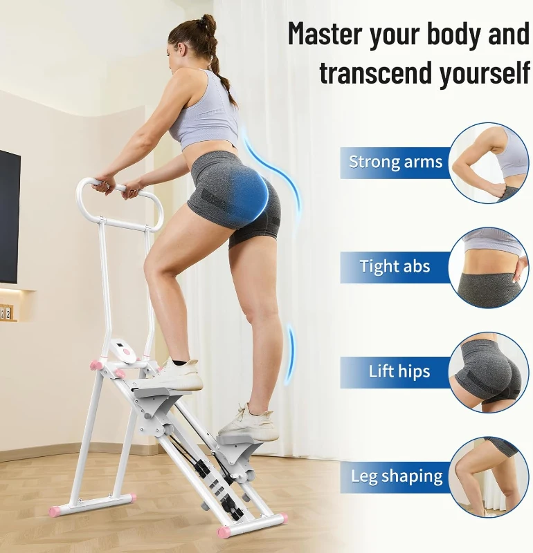 HXD-ERGO Vertical Climber Stepper for Home, Updated Model with 6 Resistance Levels and Adjustable Handlebars, Foldable Stair Climber for Total-Body Cardio