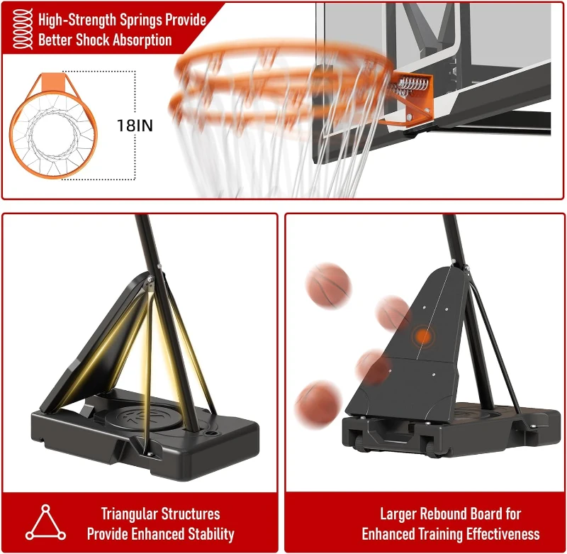 Cofiyard Portable Basketball Hoop with 54"" Shatterproof Backboard – Adjustable 5.25–10 ft Goal System with 44"" Base & Sandbag
