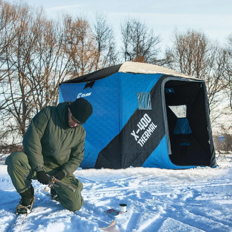 CLAM X Series Thermal Hub Shelter — Portable Angler Fishing Tent with Insulated Hub