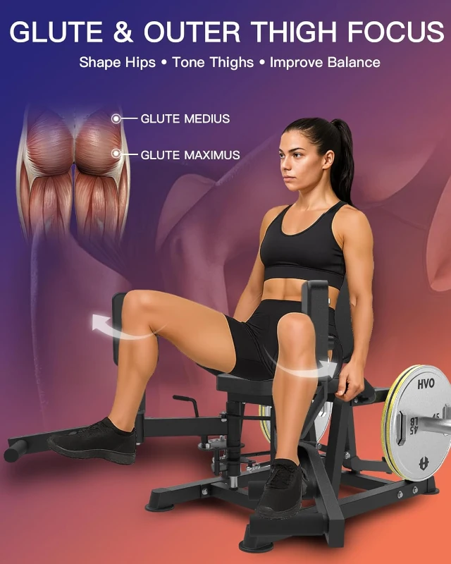 HVO Hip Abduction & Adduction Machine – 6-Position Adjustable Glute and Thigh Trainer for Inner/Outer Thigh Workouts