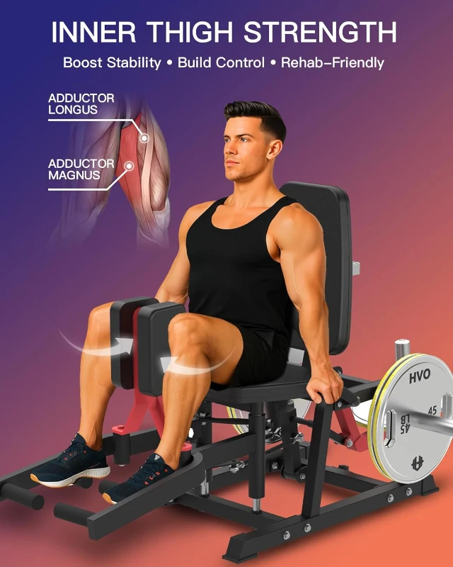 HVO Hip Abduction/Adduction Machine – Inner & Outer Thigh and Glute Trainer with 6-Position Gear System