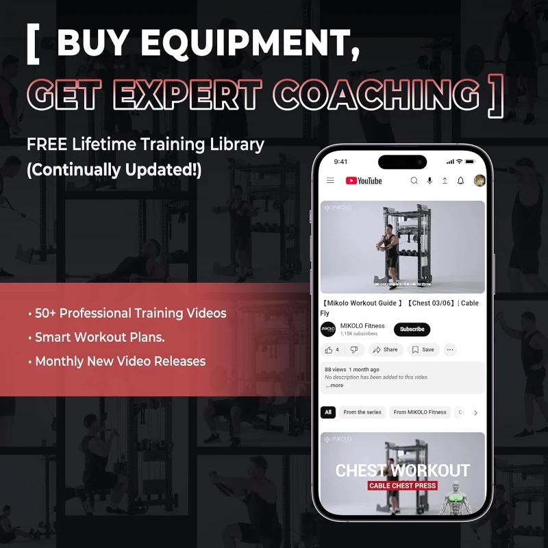 Mikolo M4 2.0 Smith Machine & Squat Rack — 2200 lb Capacity with Lat Pulldown, Dual Cable Crossover and Leg Hold-Down