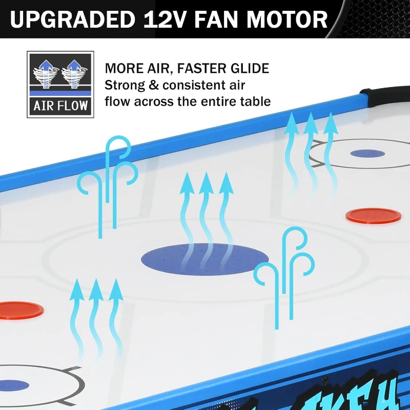 58-inch Air Hockey Table (Blue) with Powerful Motor, Digital LED Scoreboard, Includes 2 Pucks & 2 Pushers — Arcade-Style Home Game Room Table