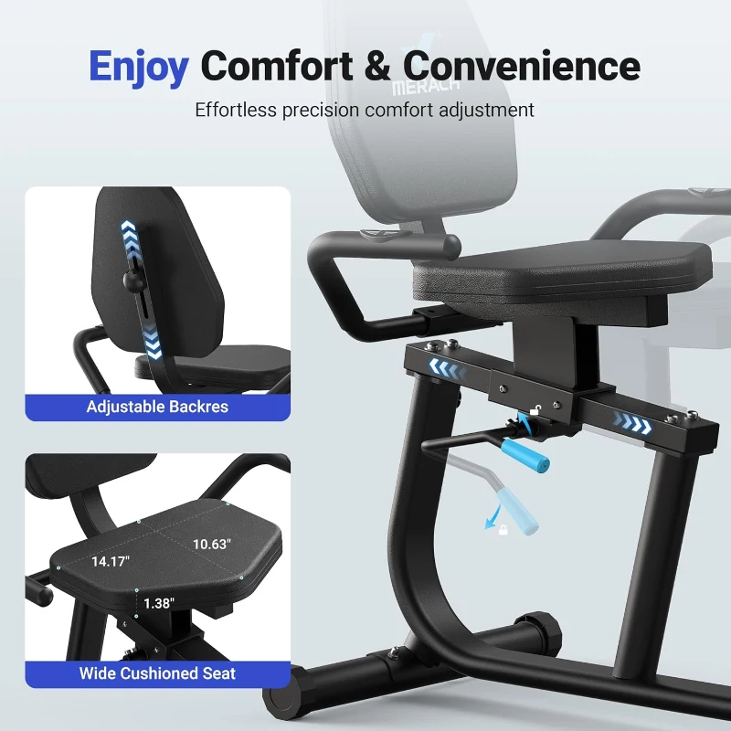 MERACH Recumbent Exercise Bike with Bluetooth & App Connectivity — LCD Display, Heart-Rate Handles, Magnetic Resistance (S08/S23)