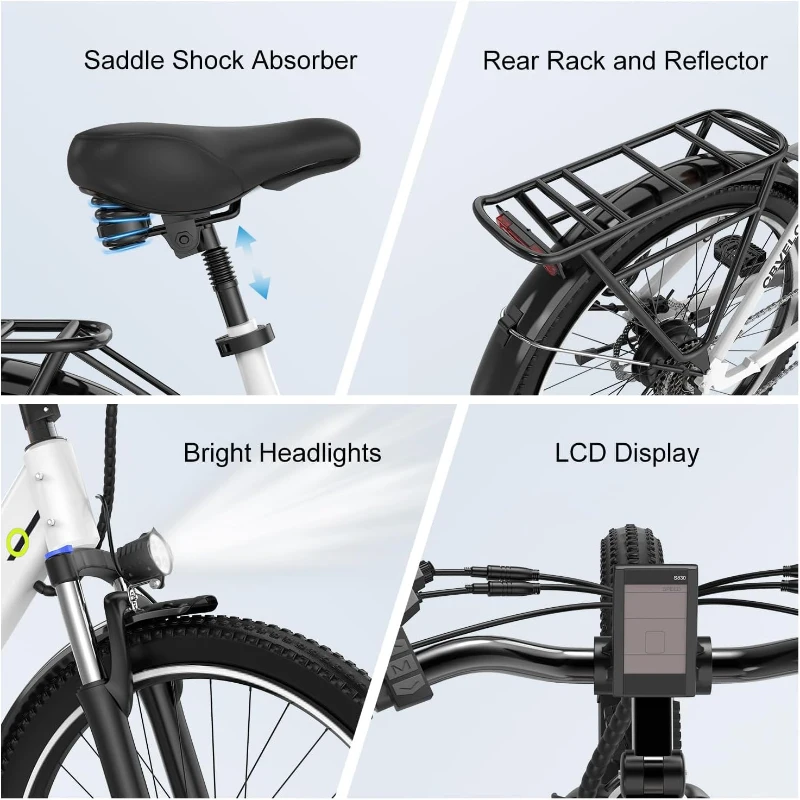 1000W Peak Removable-Battery 26"" Electric Bike for Adults — 7-Speed, Up to 80+ Mile Range