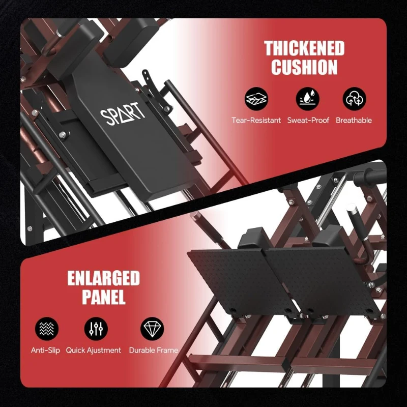 SPART 5-in-1 Leg Press & Hack Squat Combo with Linear Bearings, Adjustable Hack Squat/Calf Raise, Commercial Weight Storage and Band Pegs