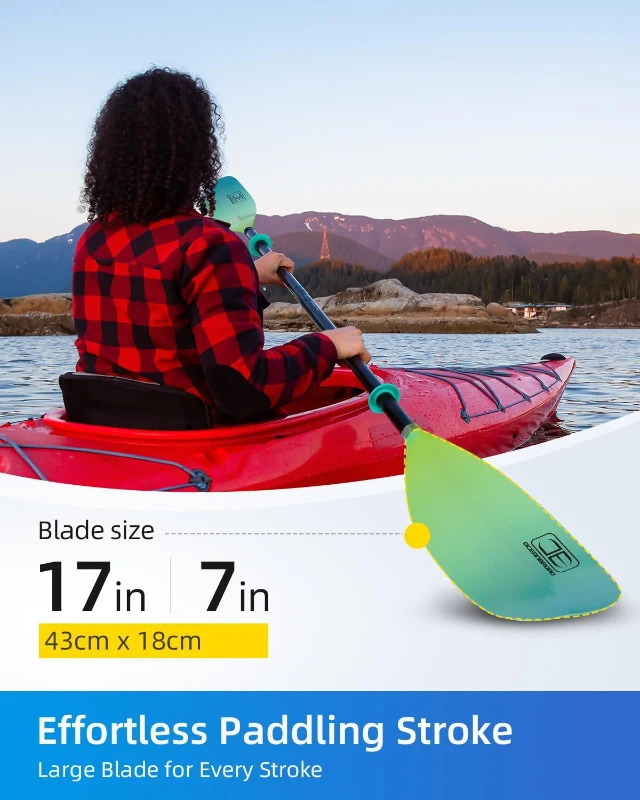 OCEANBROAD Floatable 2-Piece Kayak Paddle — Alloy Shaft, 86in (218cm) / 90.5in (230cm) Oar for Boating, Canoeing, Kayaking