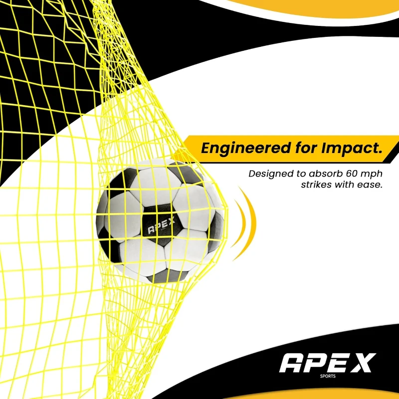 Apex Sports 12 x 6 ft Soccer Goal with Removable 10-Hole Precision Target — Collapsible Portable Net, Rapid Setup & Ground Anchors for Indoor/Outdoor Training