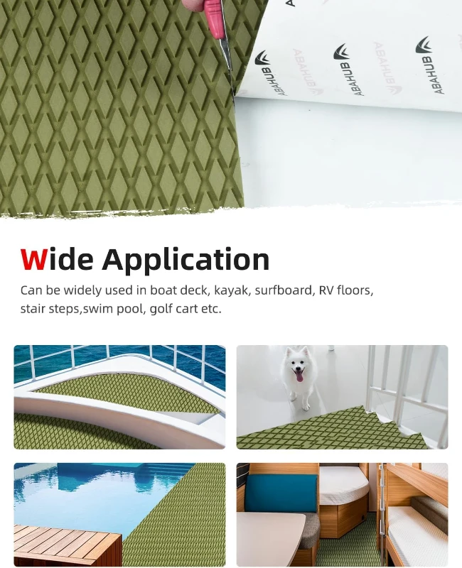Abahub Camouflage EVA Boat Flooring 96''x16''/23.5''/38''/47'' / 48''x16'' – Trimmable, Self-Adhesive Non-Slip Surfboard & Kayak Traction Mat
