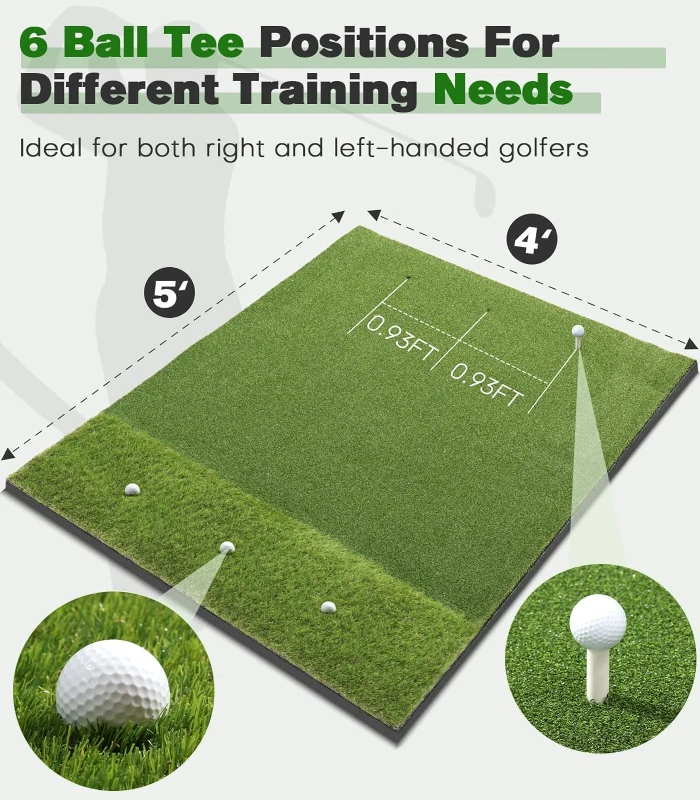 Premium Dual-Turf 5x4 ft Golf Hitting Mat — Thickened Backyard & Indoor Practice Surface for Swing, Chipping & Driving (Great Gift)