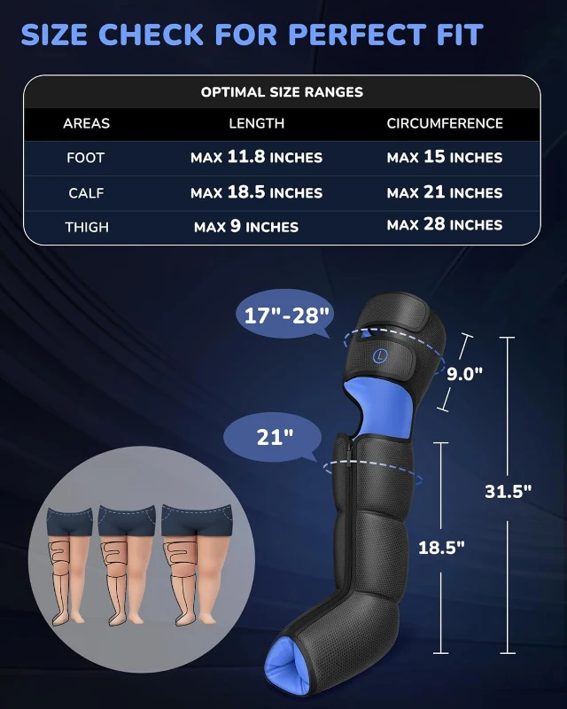 MUSUGY Sequential Compression Leg Massager with Heat – Full-Leg Air Compression Boots, 6 Modes, 9 Intensities & 3-Zone Heat for Circulation and Pain Relief – Gift for Athletes & Parents