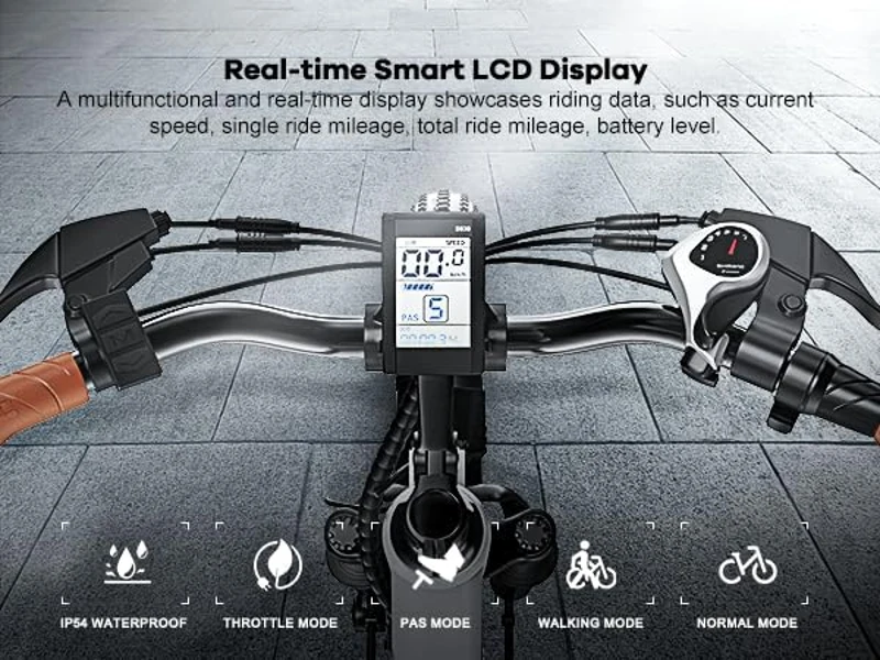 1000W Peak Removable-Battery 26"" Electric Bike for Adults — 7-Speed, Up to 80+ Mile Range