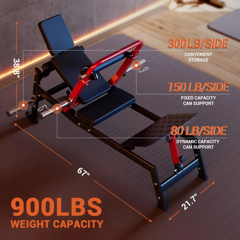 GarveeLife Hip Thrust Machine — 900 lb Plate-Loaded Glute Bridge with Adjustable Footboard and Heavy-Duty Frame for Glute Building