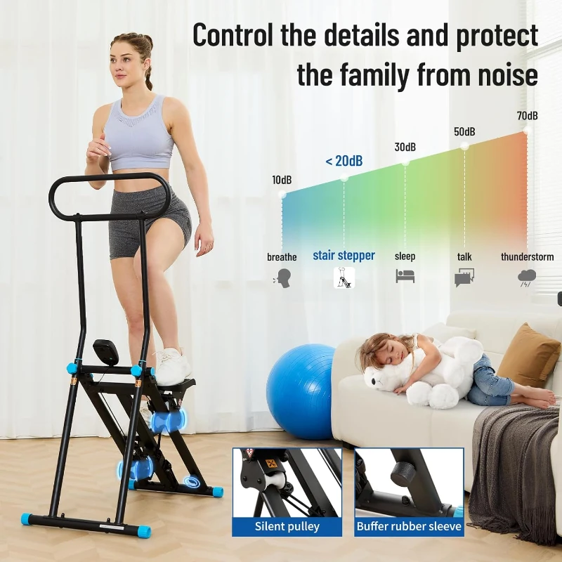 HXD-ERGO Home Stair Climber, New Model Vertical Stepper with 6-Level Adjustable Resistance and 3-Position Handlebar, Folding Full-Body Cardio Machine for Men & Women