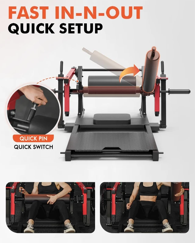 GMWD Plate-Loaded Hip Thrust Machine — 800 lb Capacity Glute Bridge with Weight Holders & Adjustable 3-Position Footboard