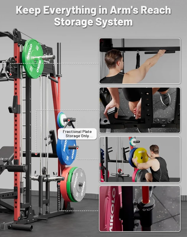 Mikolo M4 2.0 Smith Machine & Squat Rack — 2200 lb Capacity with Lat-Pulldown, Dual Cable Crossover and Leg Hold-Down