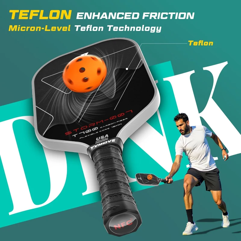 STORM 007 Pickleball Paddle — T700 Raw Carbon Face & 16 mm STR Polymer Core, Thermoformed for Spin, Power & Durability (USAPA Certified)